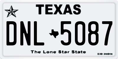 TX license plate DNL5087