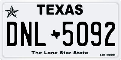 TX license plate DNL5092