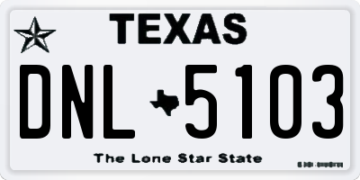 TX license plate DNL5103