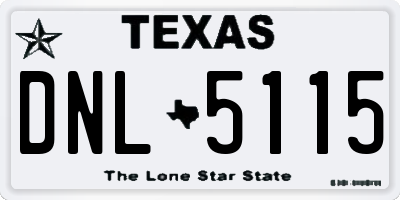 TX license plate DNL5115