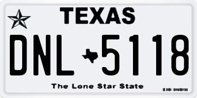 TX license plate DNL5118