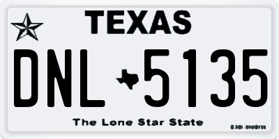 TX license plate DNL5135