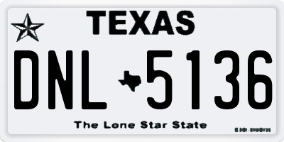 TX license plate DNL5136