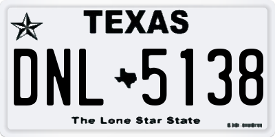 TX license plate DNL5138