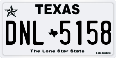 TX license plate DNL5158