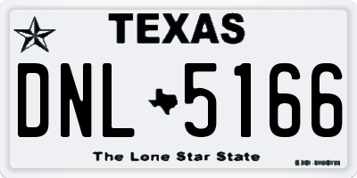 TX license plate DNL5166