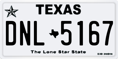 TX license plate DNL5167