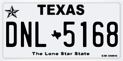 TX license plate DNL5168