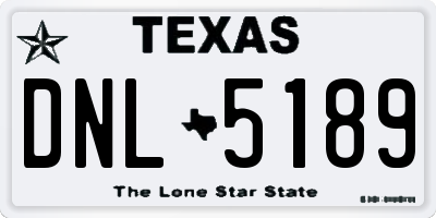 TX license plate DNL5189