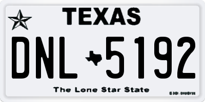 TX license plate DNL5192