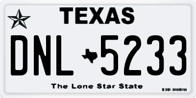 TX license plate DNL5233