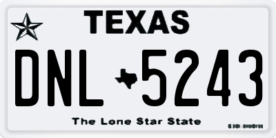 TX license plate DNL5243
