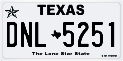 TX license plate DNL5251
