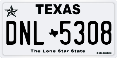 TX license plate DNL5308