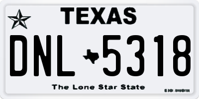 TX license plate DNL5318