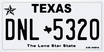 TX license plate DNL5320