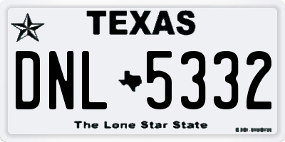 TX license plate DNL5332
