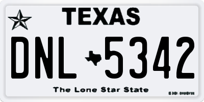TX license plate DNL5342