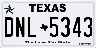 TX license plate DNL5343