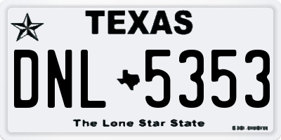 TX license plate DNL5353