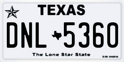 TX license plate DNL5360