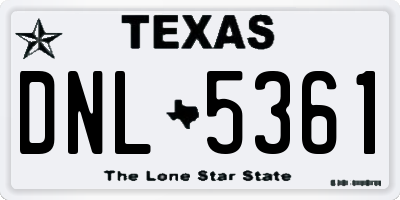 TX license plate DNL5361