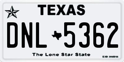 TX license plate DNL5362