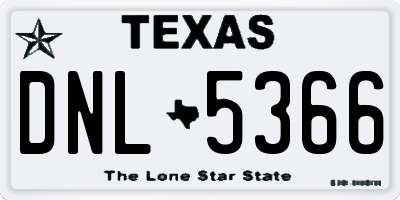 TX license plate DNL5366