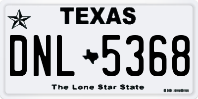 TX license plate DNL5368