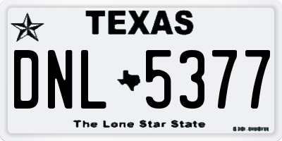TX license plate DNL5377
