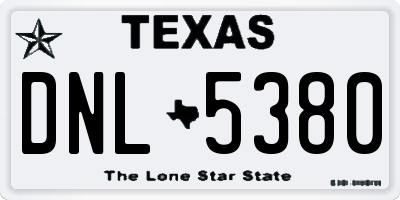 TX license plate DNL5380