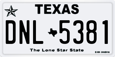 TX license plate DNL5381