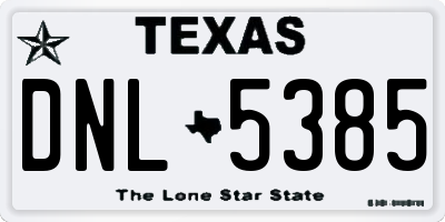 TX license plate DNL5385