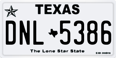 TX license plate DNL5386