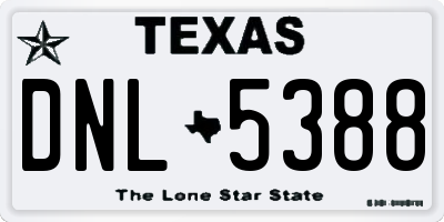 TX license plate DNL5388