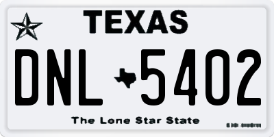 TX license plate DNL5402