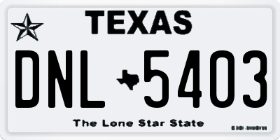 TX license plate DNL5403