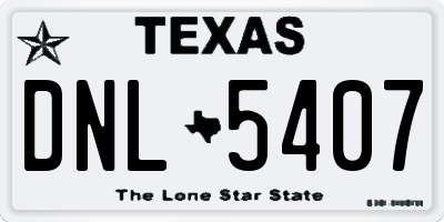 TX license plate DNL5407