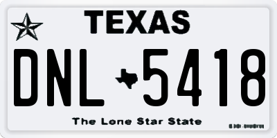 TX license plate DNL5418