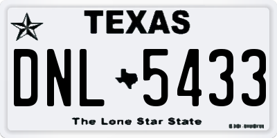 TX license plate DNL5433