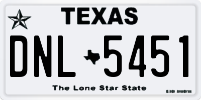 TX license plate DNL5451