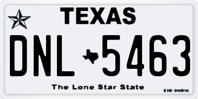 TX license plate DNL5463