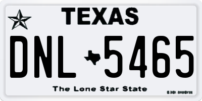 TX license plate DNL5465