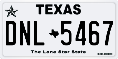 TX license plate DNL5467