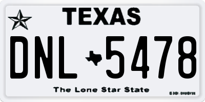 TX license plate DNL5478