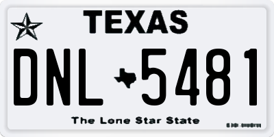 TX license plate DNL5481