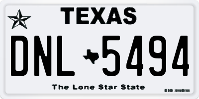 TX license plate DNL5494