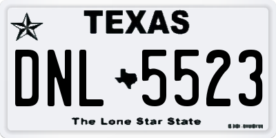 TX license plate DNL5523