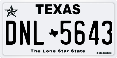 TX license plate DNL5643