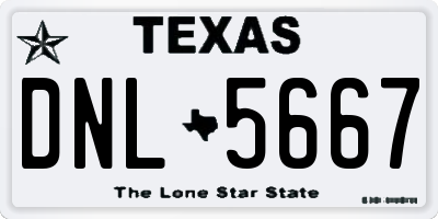 TX license plate DNL5667